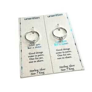 Unwritten Sterling Silver Rings, Heart & Butterfly, Size 7, NWT!